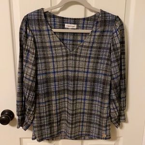 Calvin Klein plaid dressy blouse